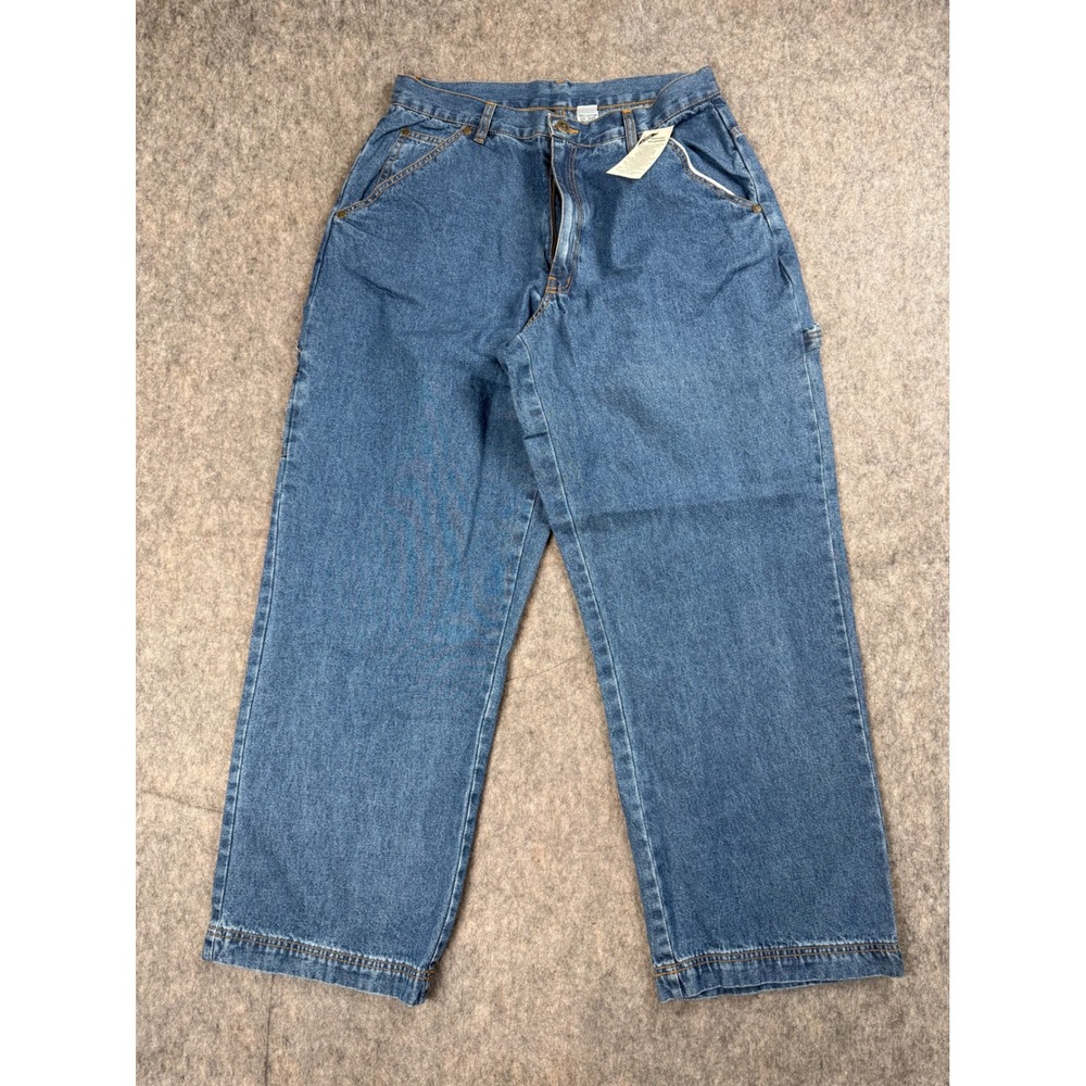Mainstreet Blues Carpenter Jeans Women 14WP Blue Denim Wide Leg Utility Work Y2K